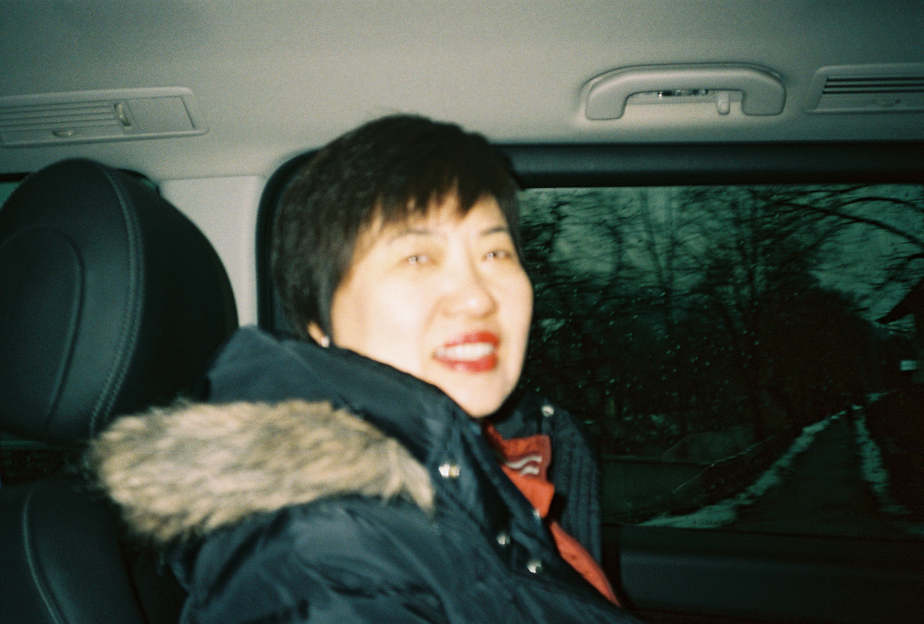 Woman in a red scarf